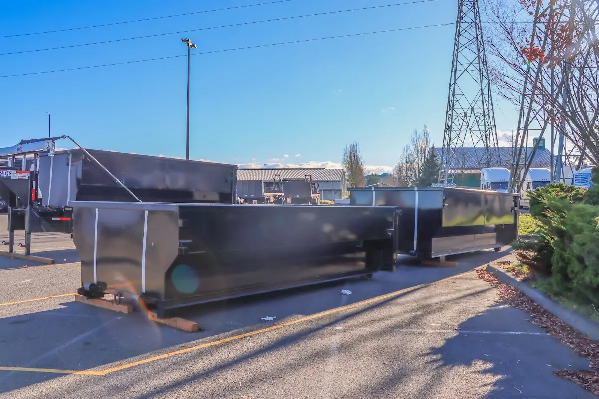 Roll-off dumpster ready for waste disposal at job site for 12 Yard Dumpster Rental in Rio Grande City